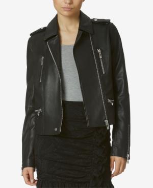Avec Les Filles Stretch Leather Moto Jacket