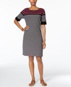 Karen Scott Petite Cotton Striped Shift Dress, Only At Macy's