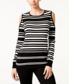 Thalia Sodi Striped Cold-shoulder Sweater, Only At Macy's