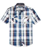 Sean John Men's Plaid Epaulette Short-sleeve Shirt