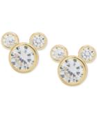 Disney Children's Cubic Zirconia Mickey Mouse Stud Earrings In 14k Gold