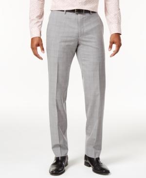 Bar Iii Men's Slim-fit Light Gray Plaid Suit Pants, Only At Macy's
