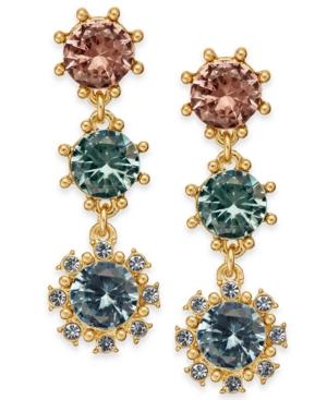 Charter Club Gold-tone Multi-stone Triple Drop Earrings, Created For Macy's