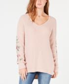 American Rag Juniors' Floral-applique Sweater, Created For Macy's