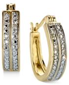 Victoria Townsend 18k Gold Over Sterling Silver Earrings, Diamond Accent Two Row Hoop Earrings