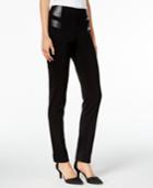 Style & Co Petite Faux-leather-trim Pants, Only At Macy's