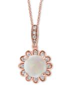 Effy Opal (1/2 Ct. T.w.) & Diamond Accent Floral 18 Pendant Necklace In 14k Rose Gold