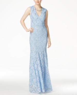 B Darlin Juniors' Sleeveless Embellished Lace Gown