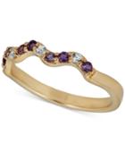 Amethyst (1/6 Ct. T.w.) & White Topaz Accent Ring In 14k Gold-plated Sterling Silver