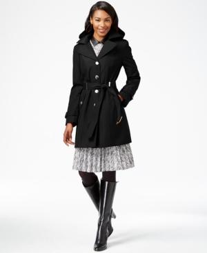 Calvin Klein Petite Hooded Single-breasted Trench Coat