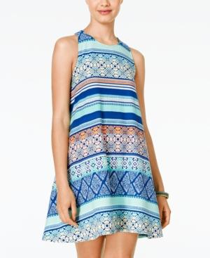 Planet Gold Juniors' Sleeveless Printed Trapeze Dress