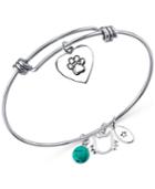 Unwritten Cat Charm And Manufactured Turquoise (8mm) Bracelet In Stainless Steel