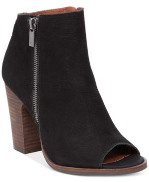 Lucky Brand Women's Lamija Peep-toe Block-heel Booties Women's Shoes