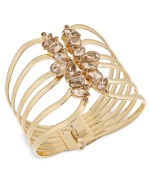 Thalia Sodi Gold-tone Yellow Crystal Hinged Cuff Bracelet, Created For Macy's