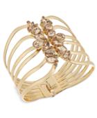 Thalia Sodi Gold-tone Yellow Crystal Hinged Cuff Bracelet, Created For Macy's