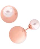 Marjorica Gold-tone Imitation Pearl & Ball Front & Back Earrings (also Available In Silver-tone & Rose Gold-tone)