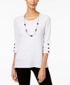 Alfred Dunner Lace It Up Collection Detachable-necklace Top