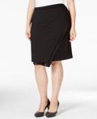 Calvin Klein Plus Size Faux-leather Wrap Skirt