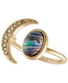 Rachel Rachel Roy Gold-tone Pave Moon & Abalone Stone Ring