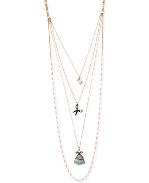 Betsey Johnson Gold-tone Pave Multi-row Layered Necklace