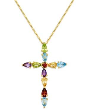 Multi-stone Cross Pendant Necklace In 14k Gold (2-2/3 Ct. T.w.)