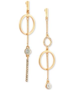 Guess Gold-tone Crystal Circle Mismatch Drop Earrings