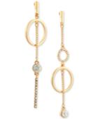 Guess Gold-tone Crystal Circle Mismatch Drop Earrings