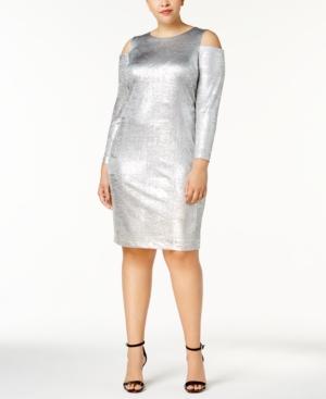 Calvin Klein Plus Size Cold-shoulder Metallic Dress, A Macy's Exclusive Style