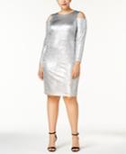 Calvin Klein Plus Size Cold-shoulder Metallic Dress, A Macy's Exclusive Style