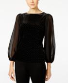 Vince Camuto Velvet Bishop-sleeve Dot-print Top, A Macy's Exclusive Style