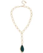 Robert Lee Morris Soho Patina/imitation Mother-of-pearl Teardrop & Link Lariat Necklace, 18 + 3 Extender