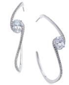 Danori Silver-tone Pave Crystal Swirl Open Hoop Earrings