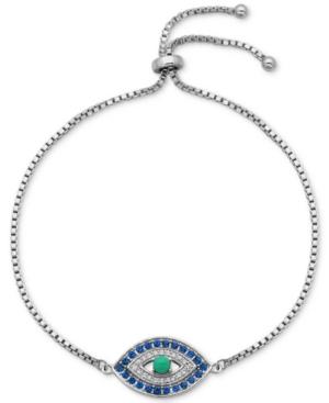 Giani Bernini Cubic Zirconia Evil Eye Adjustable Bracelet In Sterling Silver, Only At Macy's