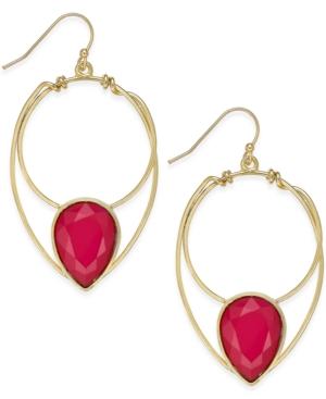 Inc International Concepts Gold-tone Red Stone Drop Earrings, Only At Macy's
