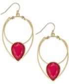 Inc International Concepts Gold-tone Red Stone Drop Earrings, Only At Macy's