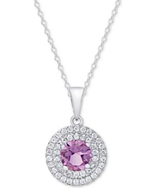 Amethyst (1-1/3 Ct. T.w.) & White Topaz (3/8 Ct. T.w.) Pendant Necklace In Sterling Silver