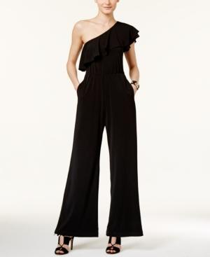 Eci Ruffled One-shoulder Jumpsuit