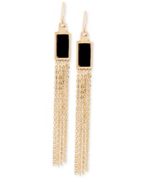 M. Haskell For Inc Gold-tone Jet Faux Leather Fringe Drop Earrings, Only At Macy's