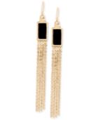 M. Haskell For Inc Gold-tone Jet Faux Leather Fringe Drop Earrings, Only At Macy's