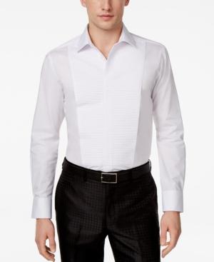 Tallia Men's Slim-fit Solid White Woven Tuxedo Shirt