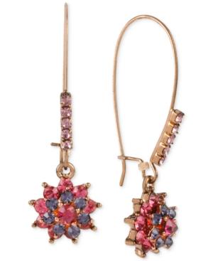 Betsey Johnson Rose Gold-tone Crystal Starburst Drop Earrings