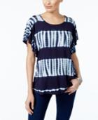 Style & Co Tie-dyed Flutter-sleeve Top, Created For Macy's