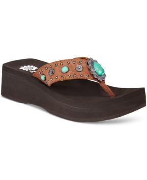 Yellow Box Orean Gemstone Wedge Flip-flops Women's Shoes