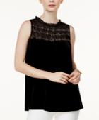 Alfani Velvet Beaded-yoke Top, Created For Macy's