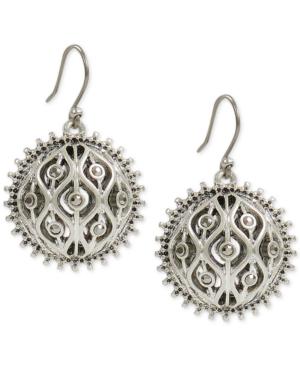 Lucky Brand Silver-tone Pave Openwork Drop Earrings