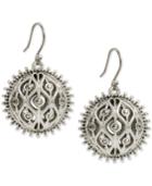 Lucky Brand Silver-tone Pave Openwork Drop Earrings