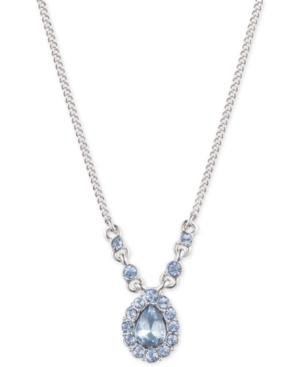 Givenchy Silver-tone Blue Crystal Pendant Necklace