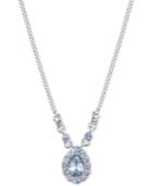 Givenchy Silver-tone Blue Crystal Pendant Necklace