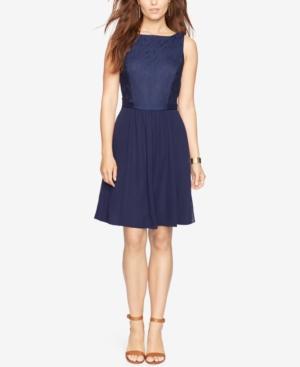 American Living Floral-lace A-line Dress