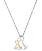 Diamond Family Dog Pendant Necklace (1/10 Ct. T.w.) In Sterling Silver And 14k Gold